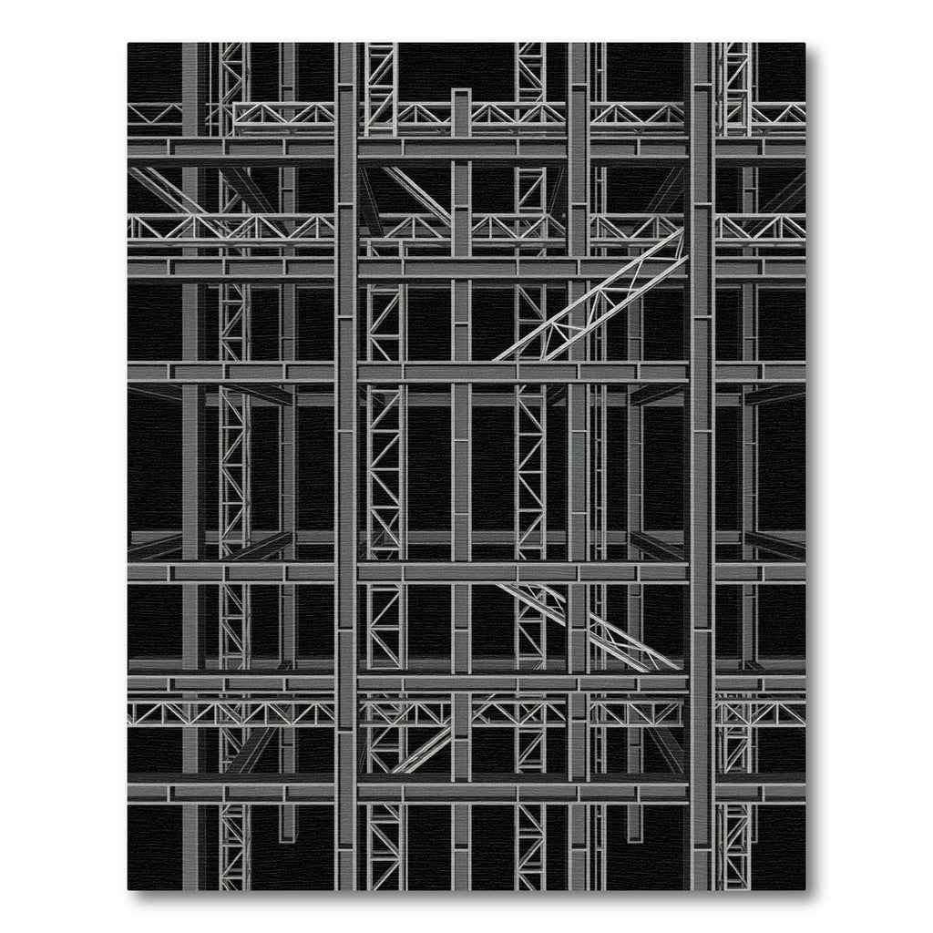 Industrial Gray Geometric Framework Rug