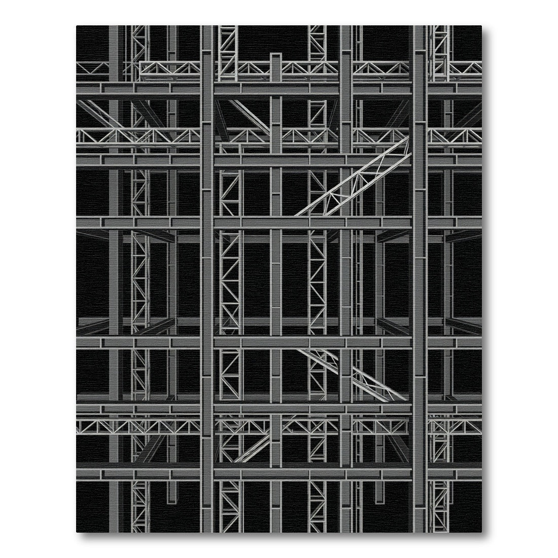 Industrial Gray Geometric Framework Rug