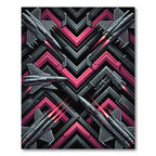 Cyber Jet Fighter Geometric Neon Composition Rug