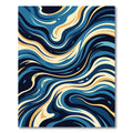 Deep Blue Golden Swirl Abstract Rug