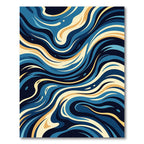 Deep Blue Golden Swirl Abstract Rug