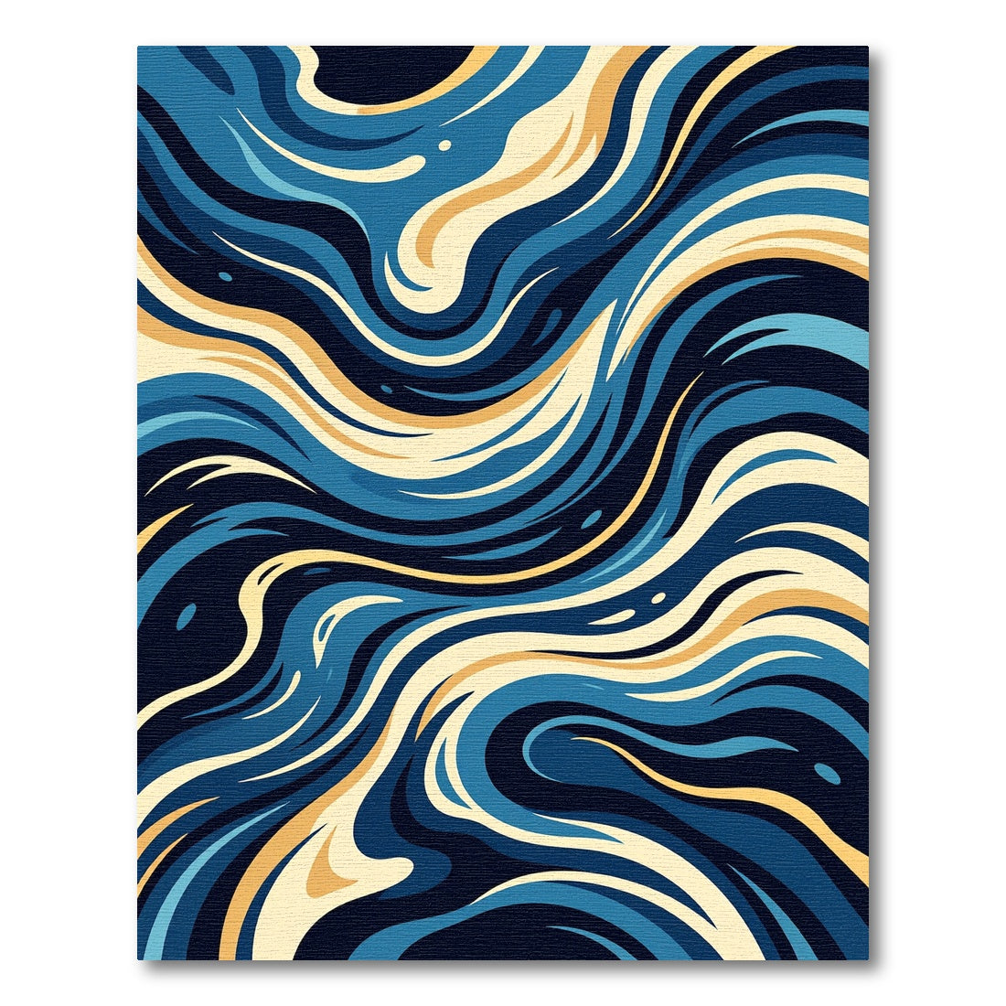 Deep Blue Golden Swirl Abstract Rug