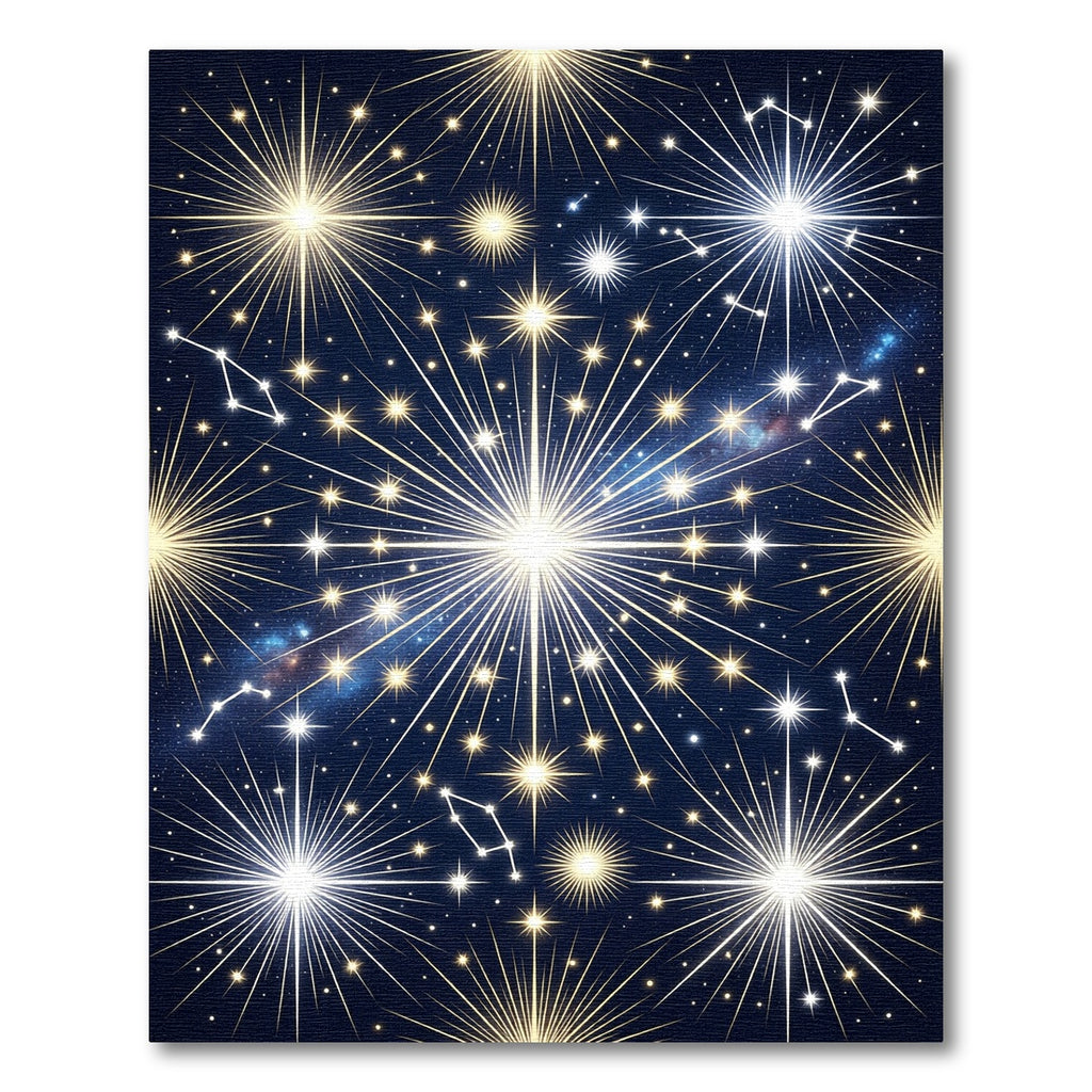 Cosmic Midnight Gold Starburst Constellation Rug