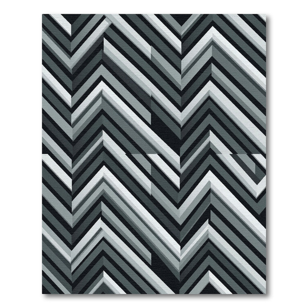 Monochrome Chevron Geometric Angular Art Rug