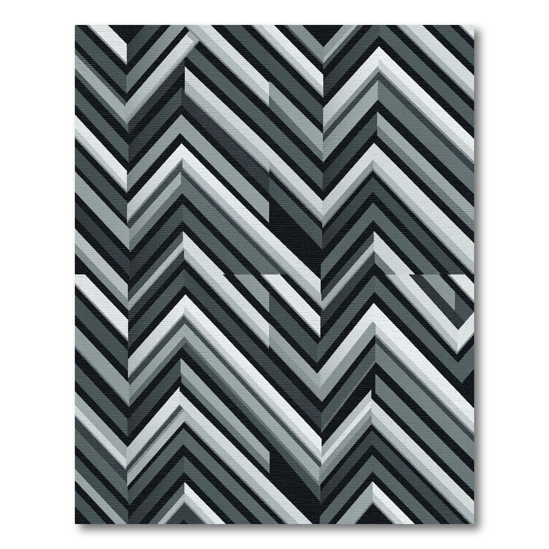 Monochrome Chevron Geometric Angular Art Rug