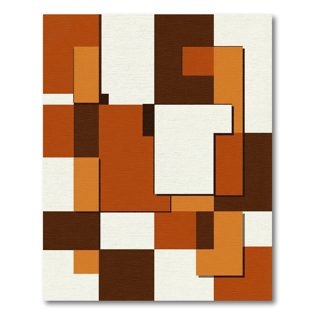 Modern Earth Tone Abstract Geometric Art Rug
