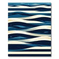 Abstract Navy and Cream Wave Rug