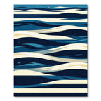 Abstract Navy and Cream Wave Rug