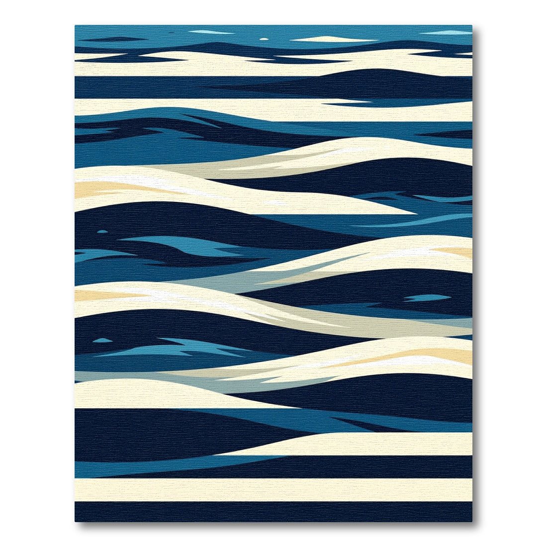 Abstract Navy and Cream Wave Rug