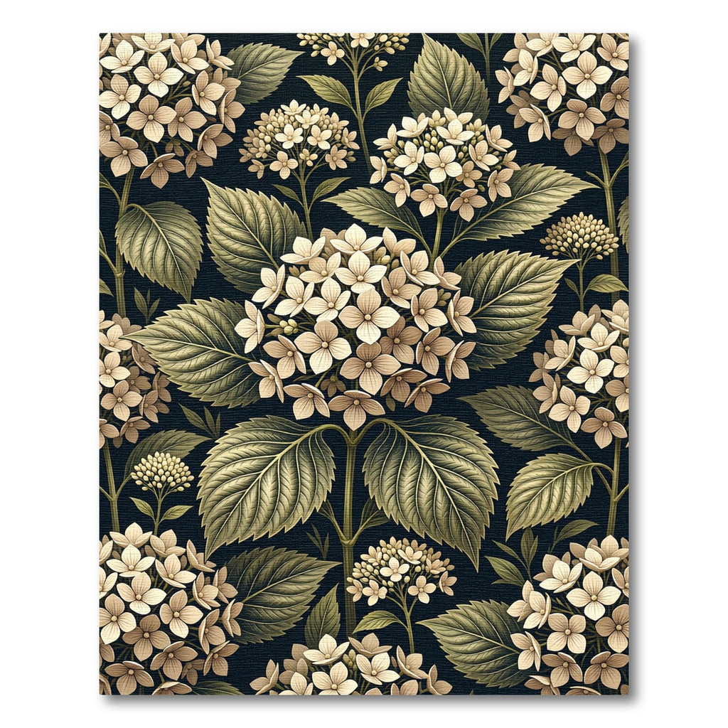 Elegant Neutral Hydrangea Botanical Illustration Rug