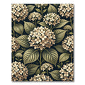 Elegant Neutral Hydrangea Botanical Illustration Rug