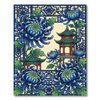 Blue Chrysanthemum Pagoda Orient Window Rug