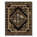 Earthy Gold Geometric Floral Medallion Rug