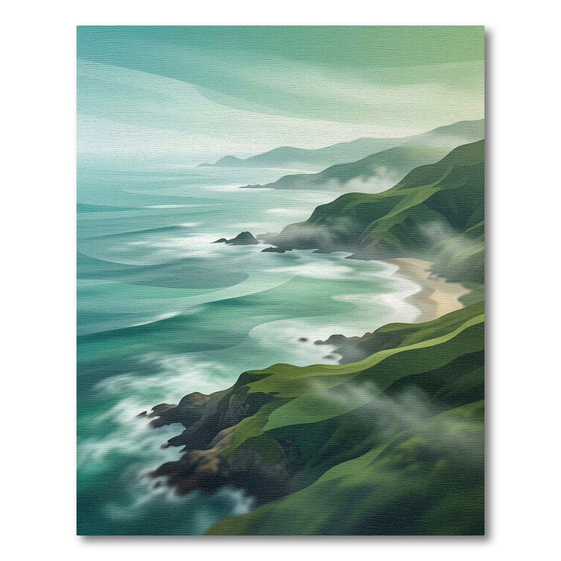 Ethereal Mist Coastal Green Landscape Rug