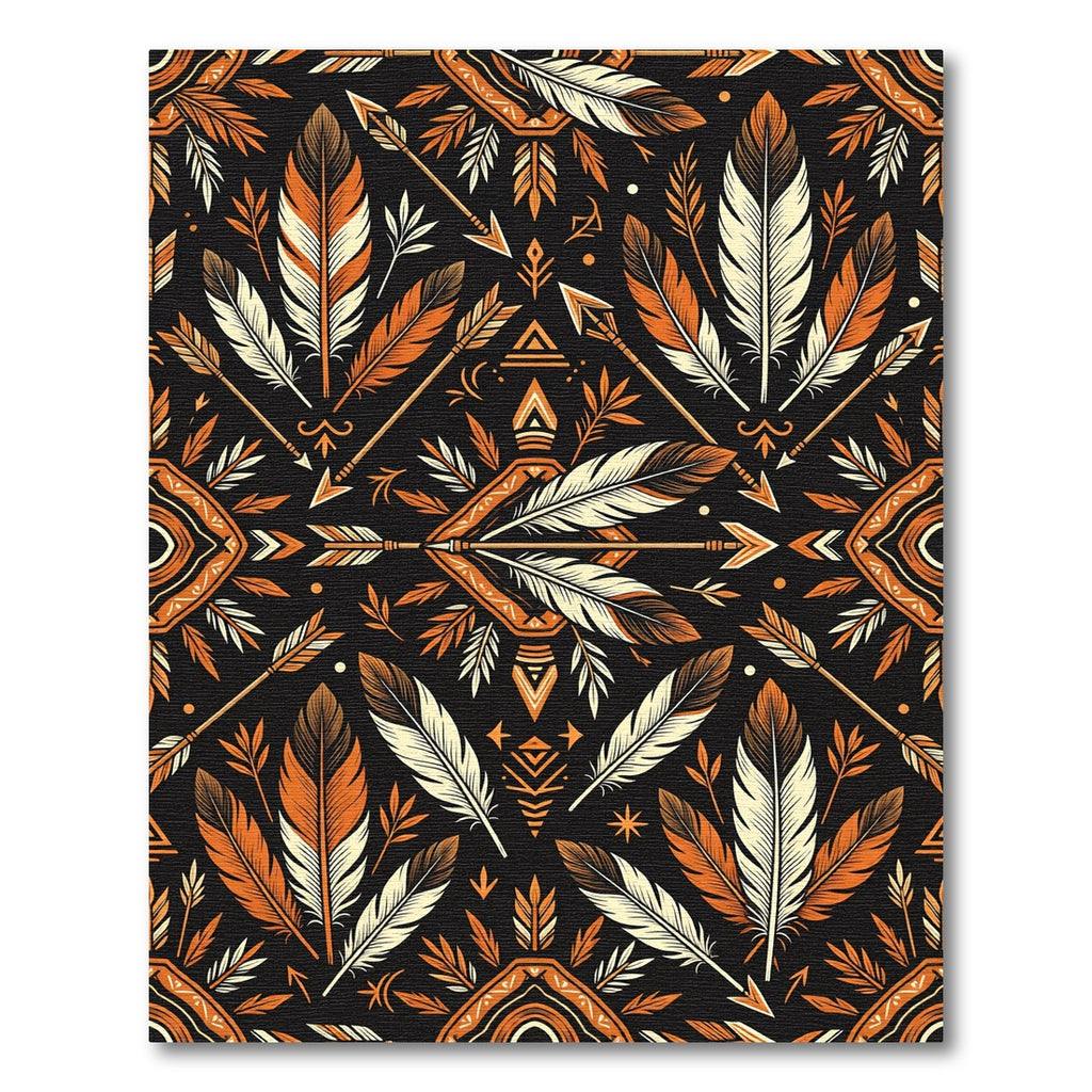 Bold Orange Feather Tribal Arrow Rug