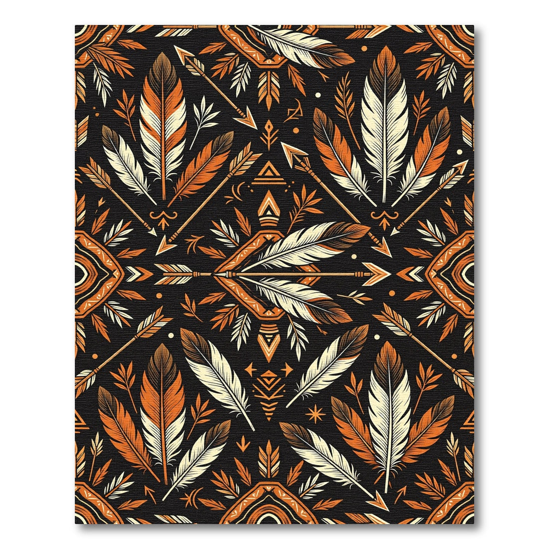 Bold Orange Feather Tribal Arrow Rug