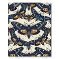 Dark Celestial Gold Butterfly Ink Illustration Rug