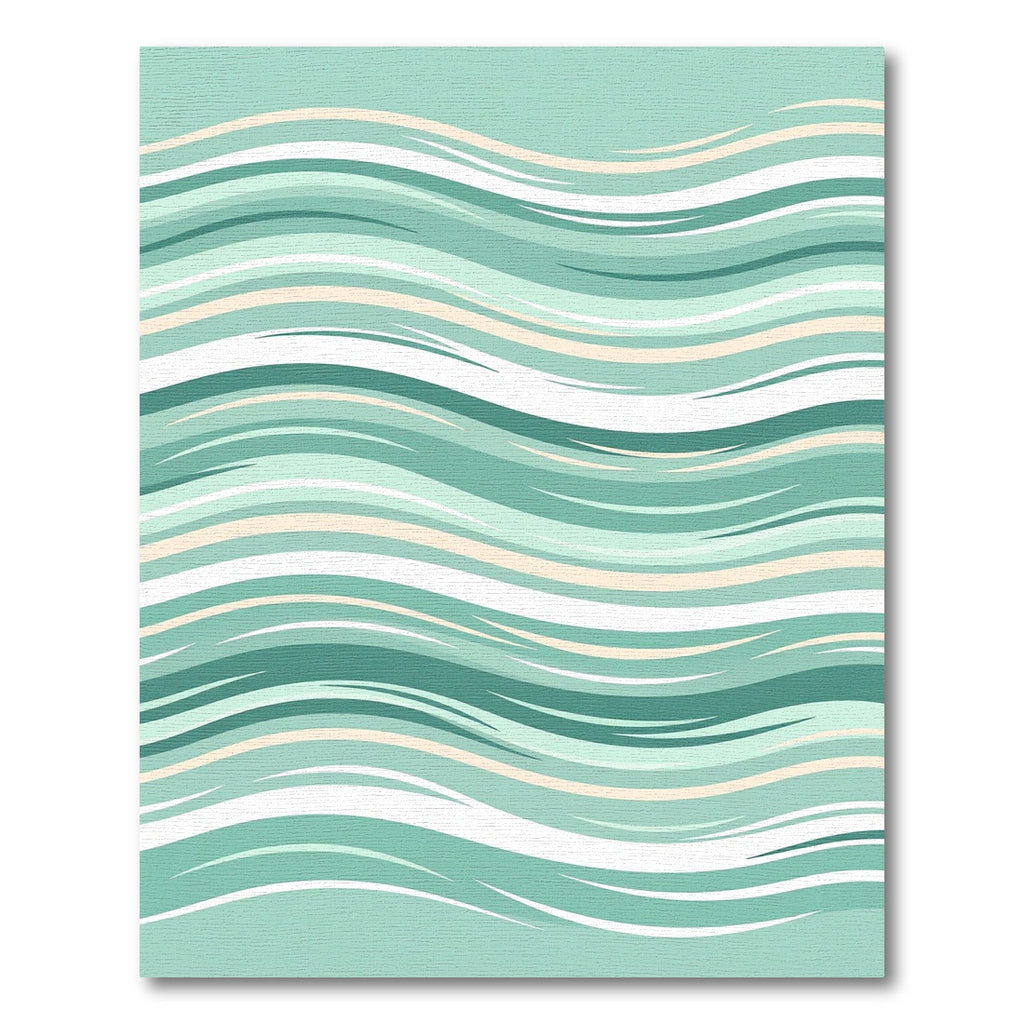 Serene Aqua Wavy Linear Flow Rug