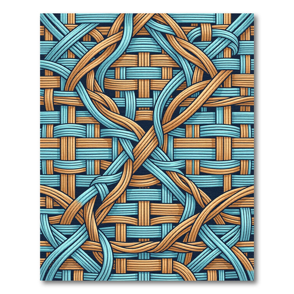 Interwoven Azure and Golden Branch Weave Rug