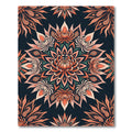 Coral Chrysanthemum Floral Mandala Art Rug