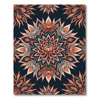 Coral Chrysanthemum Floral Mandala Art Rug
