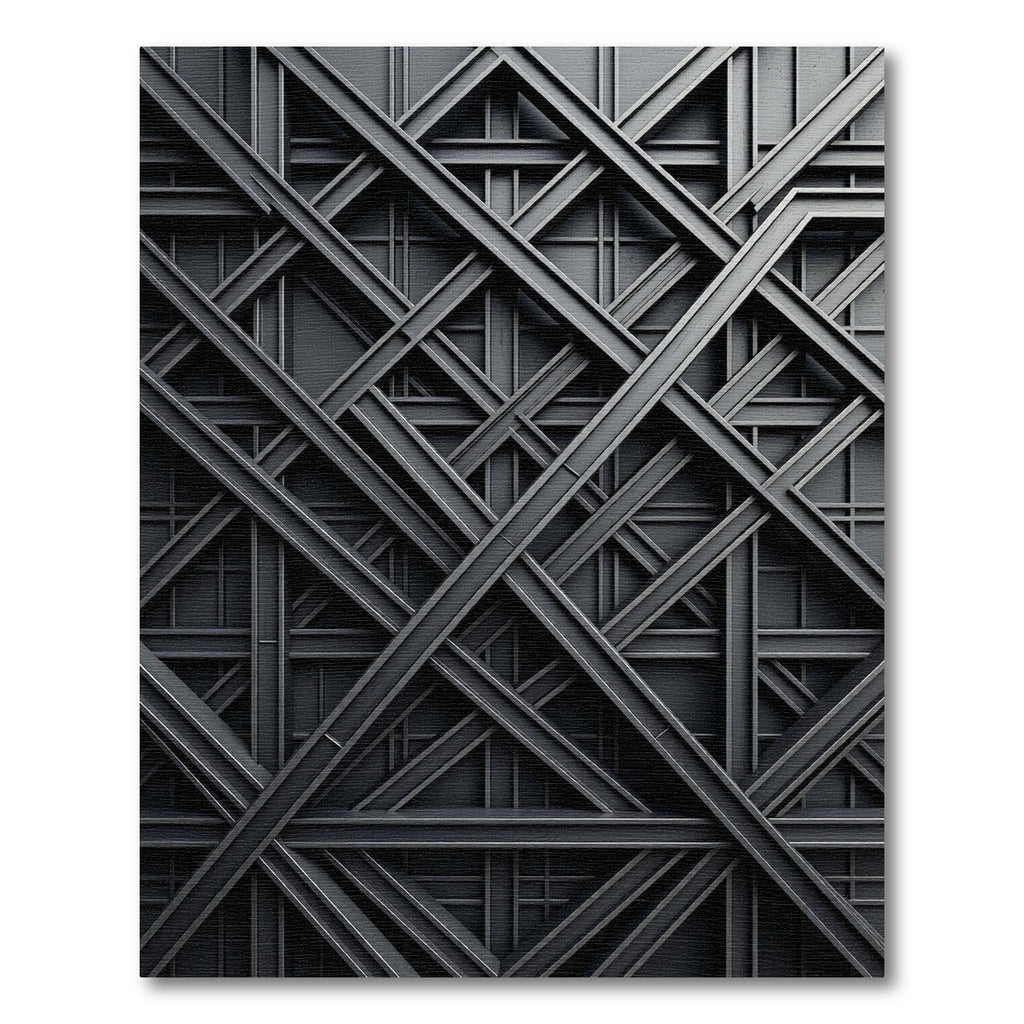 Industrial Matte Charcoal Geometric Grid Rug