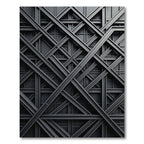 Industrial Matte Charcoal Geometric Grid Rug