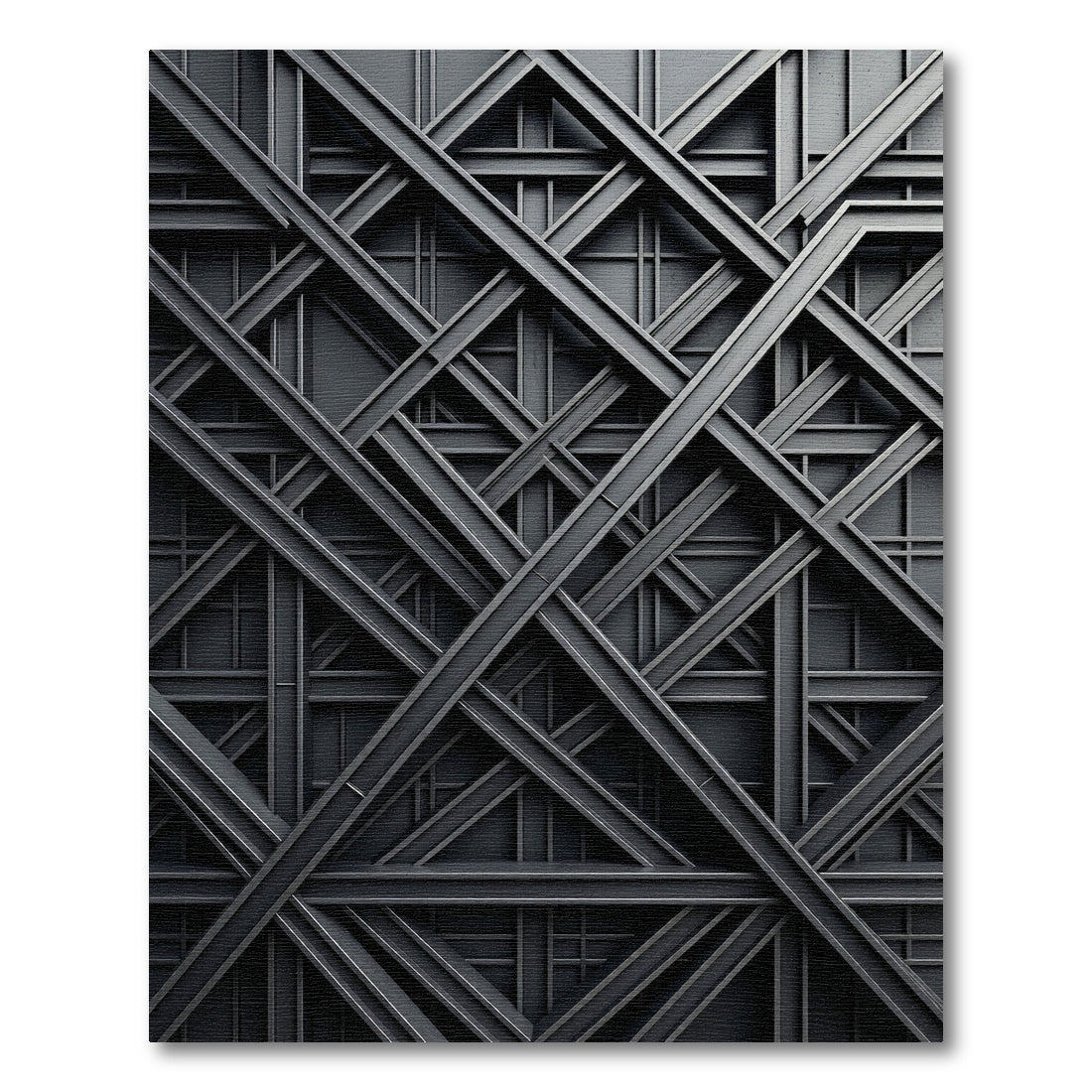 Industrial Matte Charcoal Geometric Grid Rug