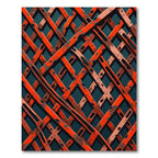 Rustic Orange Gridded Lattice Rug