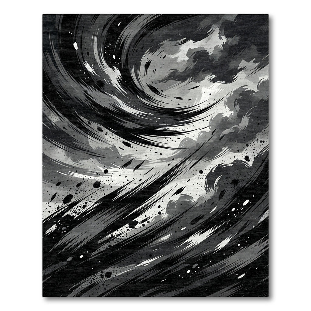 Monochromatic Ink Swirl Abstract Rug