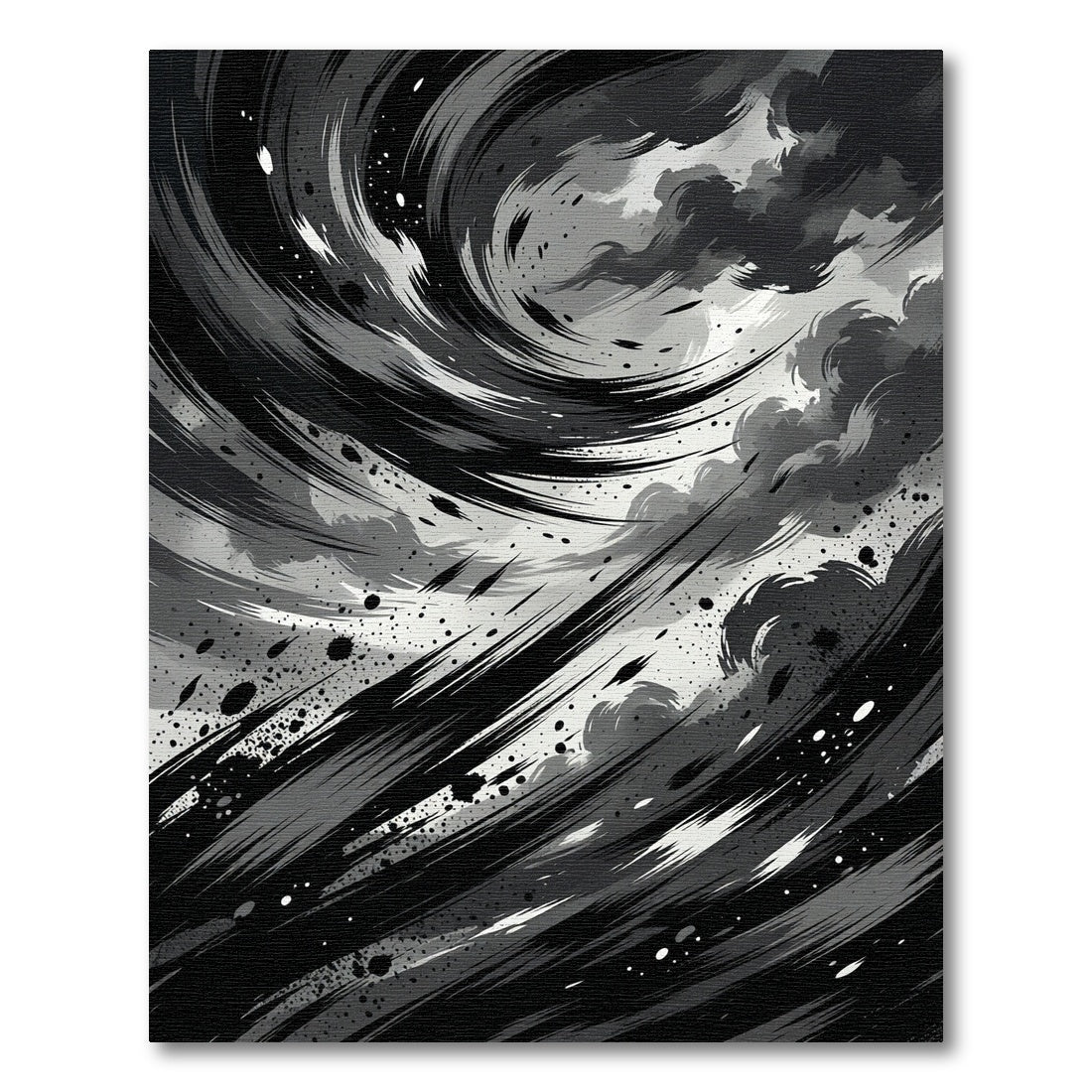 Monochromatic Ink Swirl Abstract Rug
