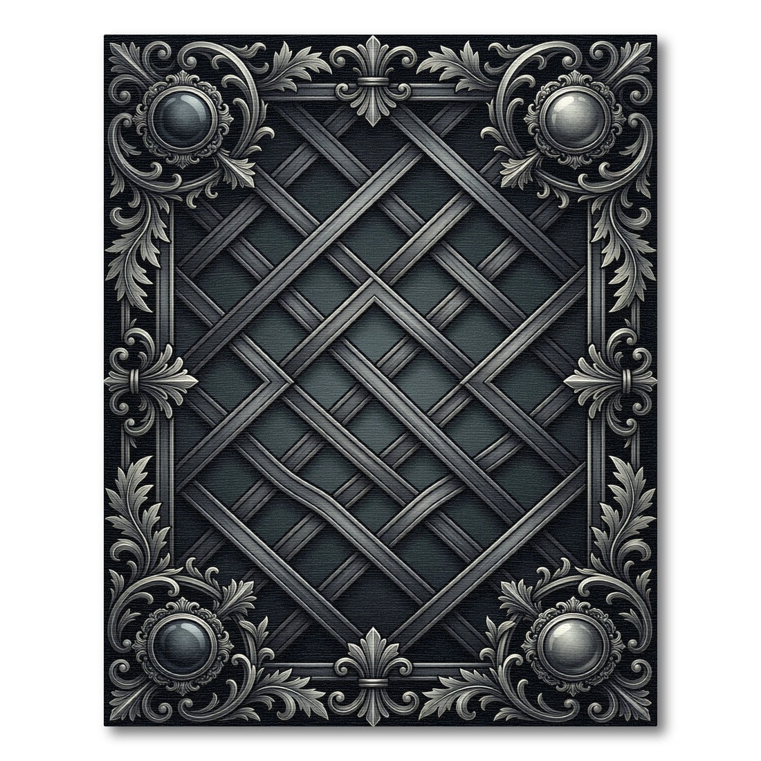 Ornate Gray Cast Iron Lattice Rug