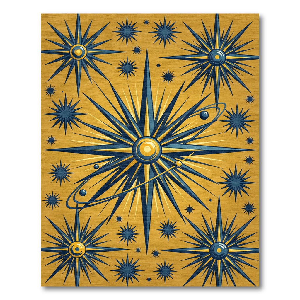 Celestial Golden Starry Constellation Art Rug