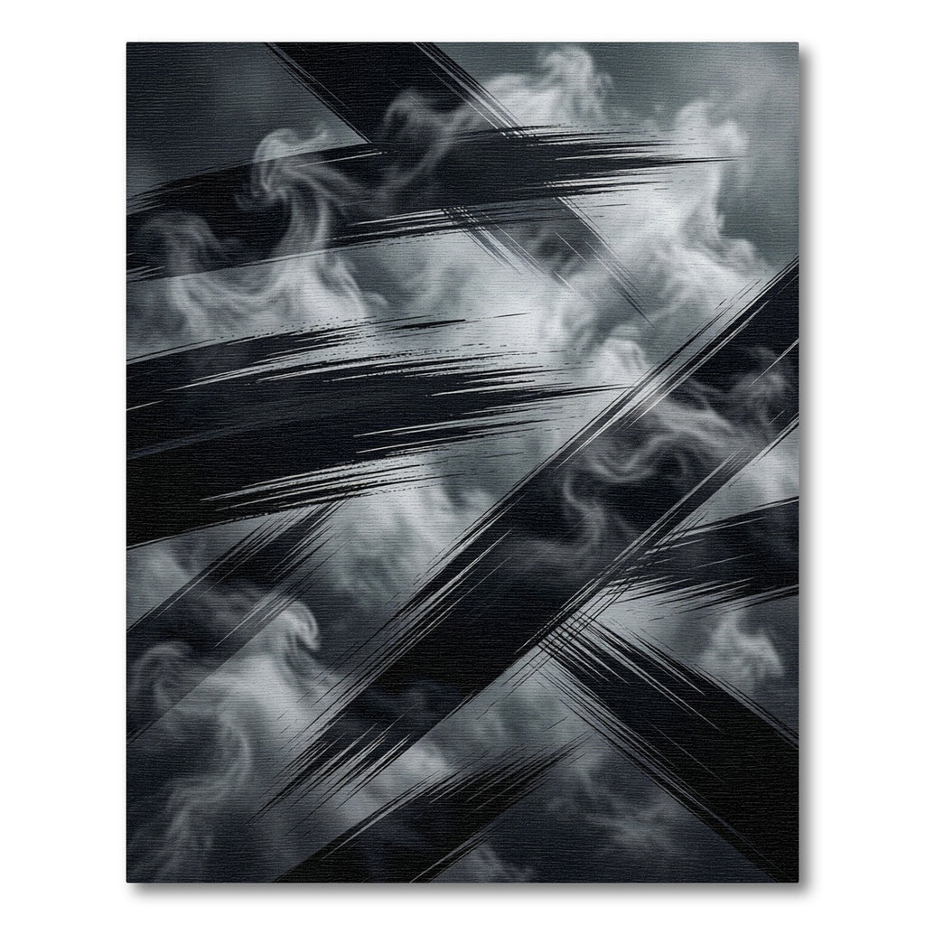 Abstract Monochrome Ink Stroke Swirl Rug