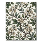Elegant Cream White Botanical Cherry Blossom Rug