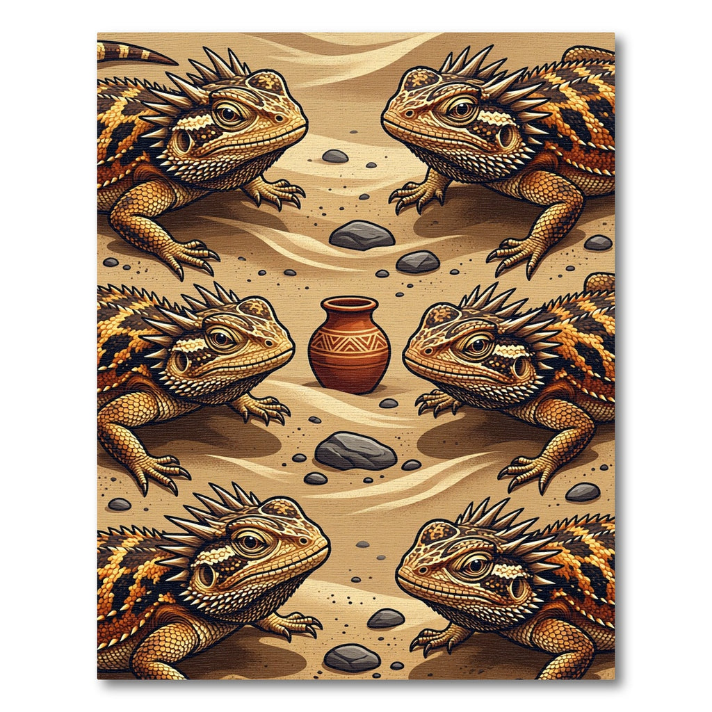 Desert Lizard Duo Ancient Pottery Art Rug