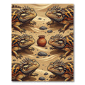 Desert Lizard Duo Ancient Pottery Art Rug