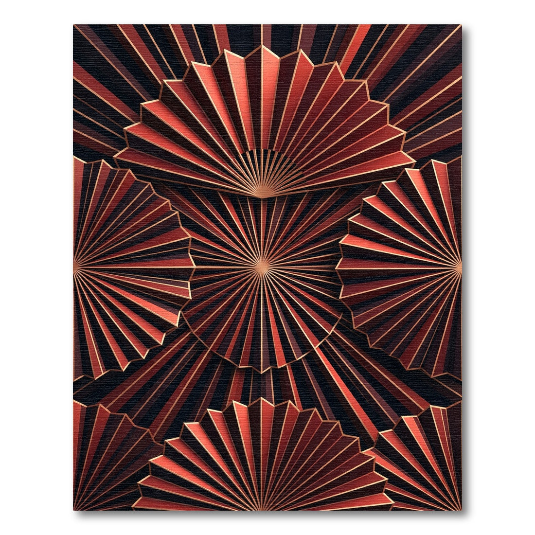 Crimson Golden Fan Layers Rug