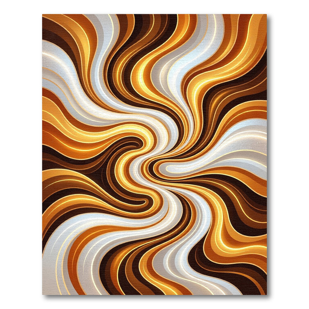 Golden Amber Abstract Swirl Rug