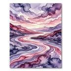 Ethereal Watercolor Mountain River Gradient Rug