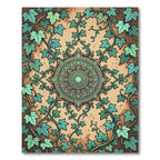 Green Ivy Medallion on Earthy Canvas Rug