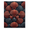 Crimson Grey Shell Collage Statement Rug