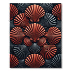 Crimson Grey Shell Collage Statement Rug