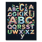 Whimsical Rainbow Garden Alphabet Art Rug