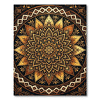 Golden Mandala Flourish Circular Medallion Rug