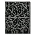 Gothic Monochrome Architectural Rose Window Rug