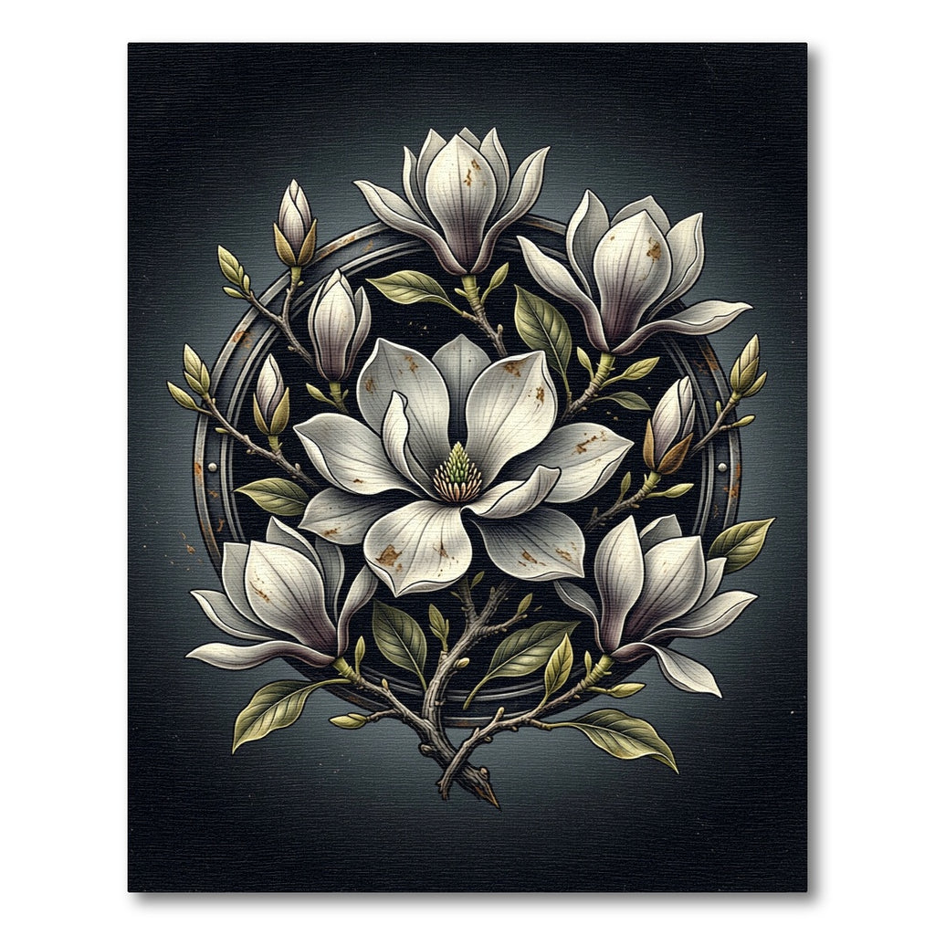 White Magnolia Blossom Floral Arrangement Rug