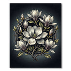 White Magnolia Blossom Floral Arrangement Rug