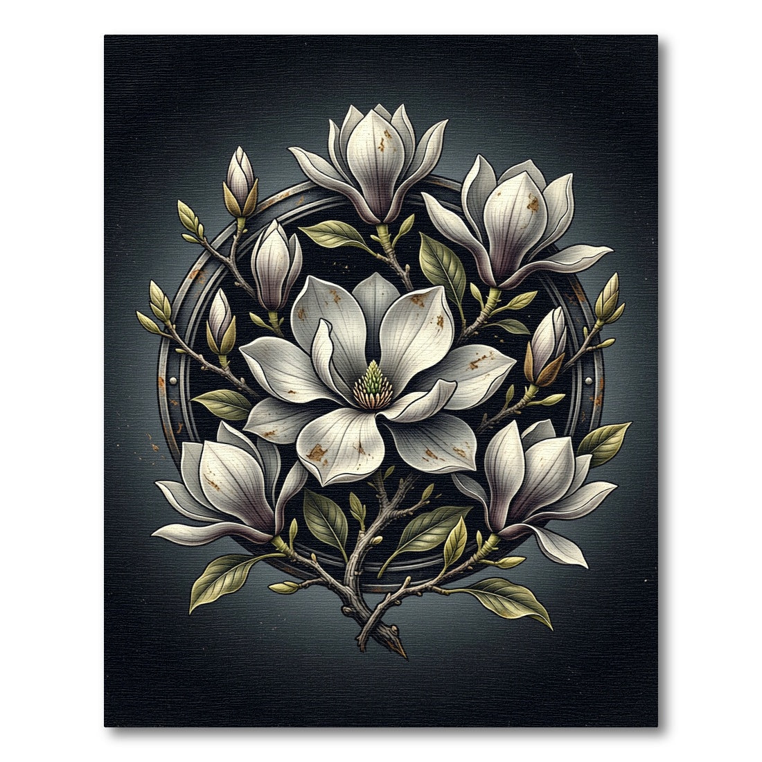 White Magnolia Blossom Floral Arrangement Rug