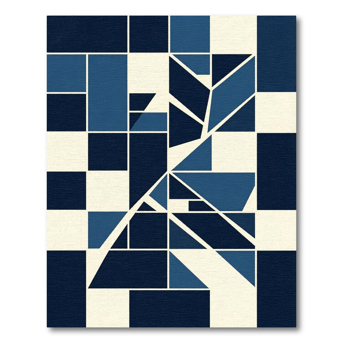 Deep Blue Geometric Fragment Abstract Rug